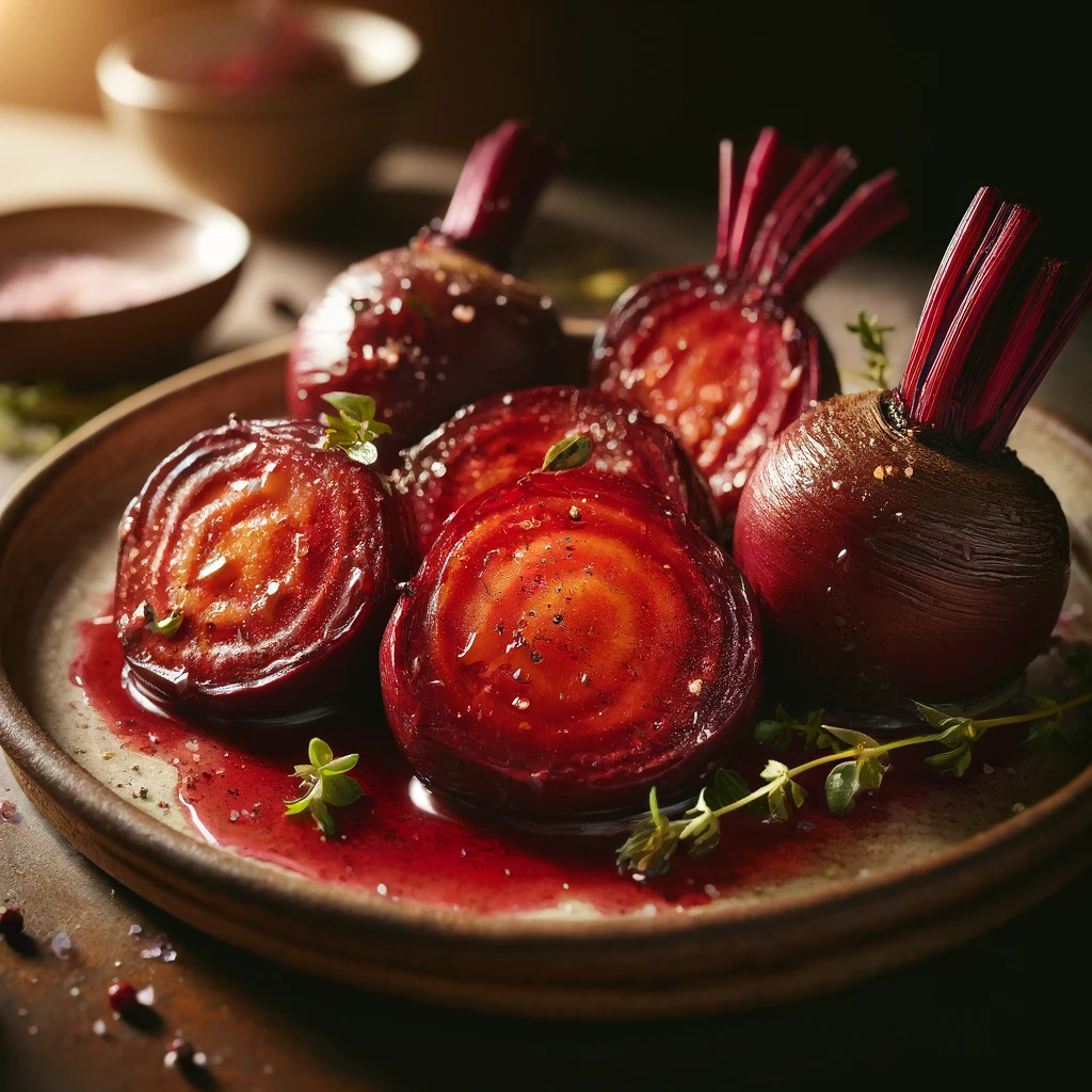 Roasted beets on plate